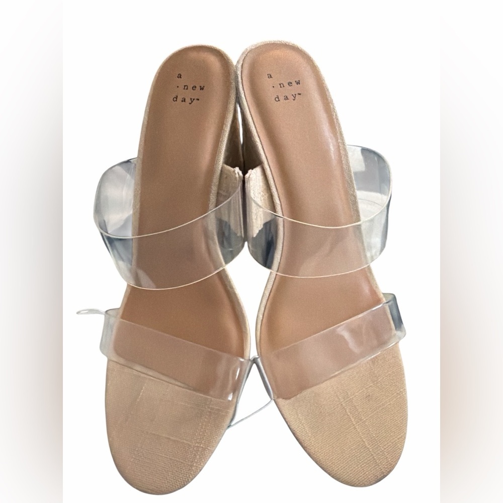 A New Day Ansel Double Band Open Toe Wedge Heels with Memory Foam Insole NWT - Picture 3 of 6